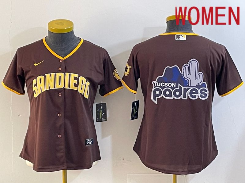 Women San Diego Padres Blank Browm Game 2024 Nike MLB Jersey style 5->women mlb jersey->Women Jersey